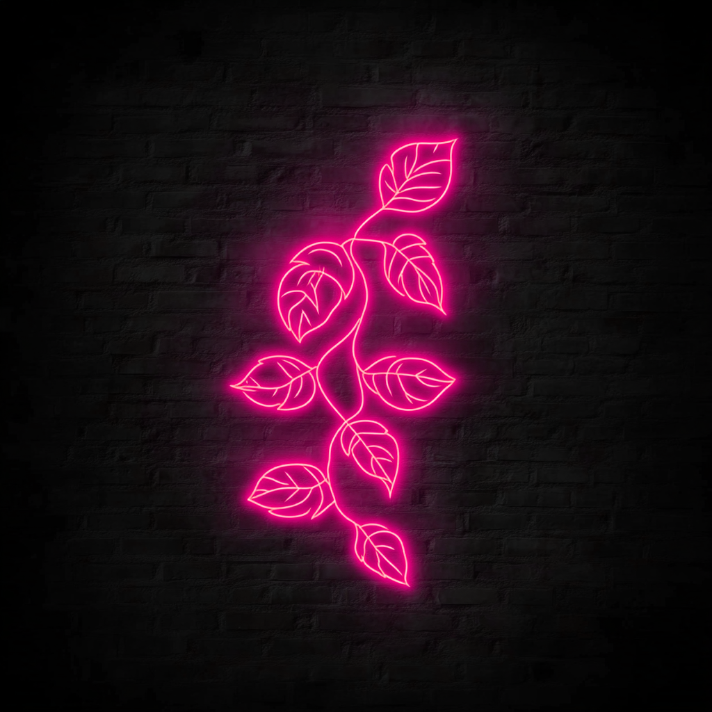Leaves Falling - Pink Neon Sign, 24 Inches