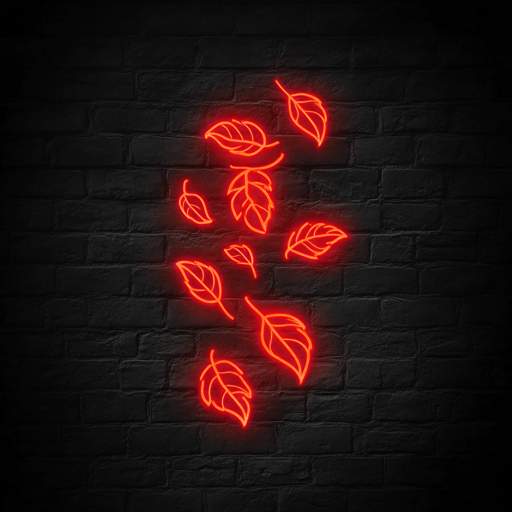 Leaves Falling - Red Neon Sign, 24 Inches