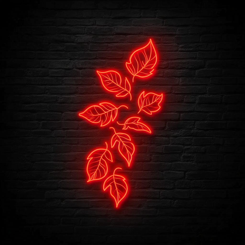 Leaves Falling - Red Neon Sign, 18 Inches