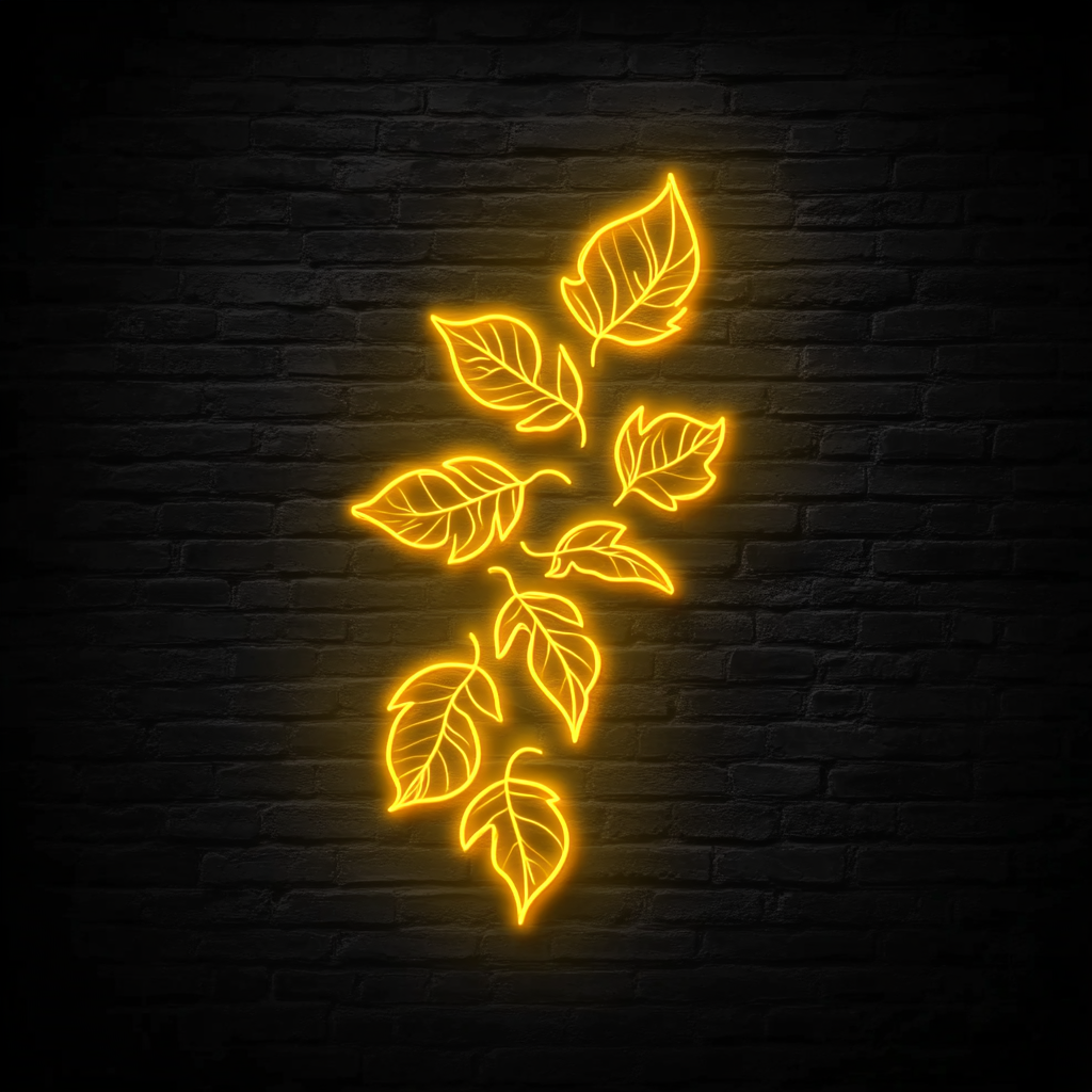 Leaves Falling - Yellow Neon Sign, 18 Inches