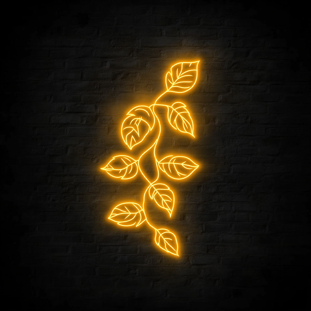 Leaves Falling - Yellow Neon Sign, 24 Inches