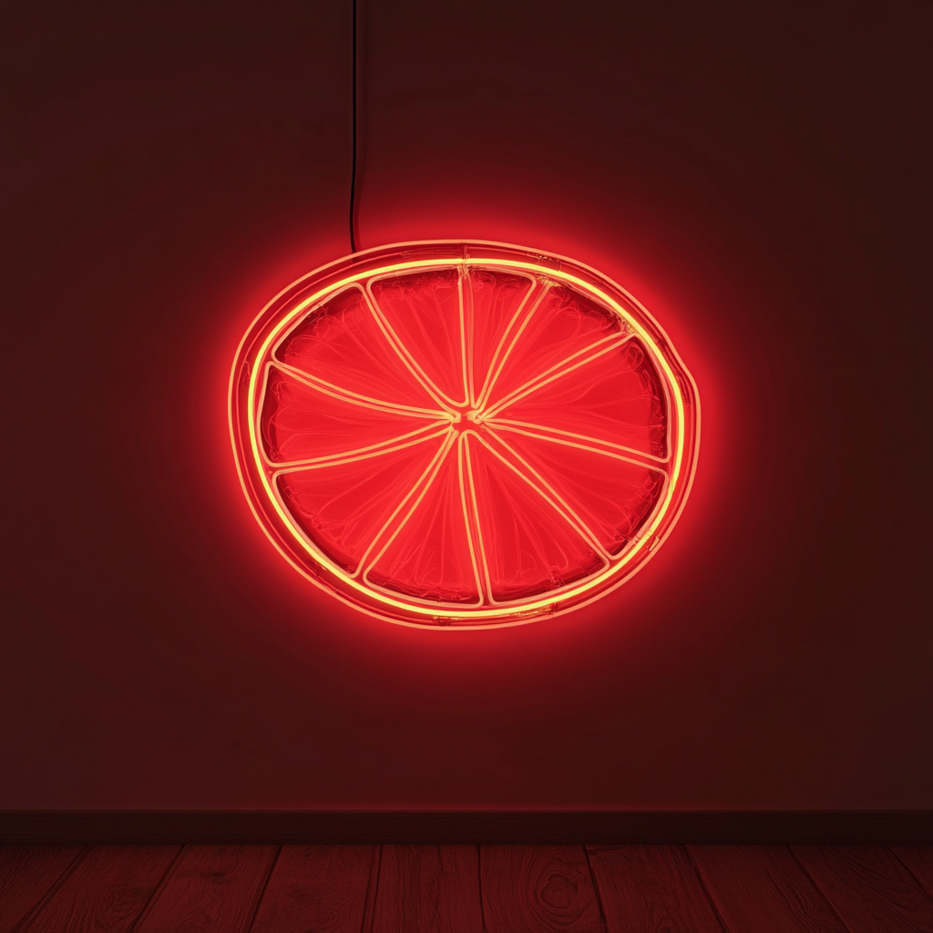 Lemon Slice - Red Neon Sign, 24 Inches