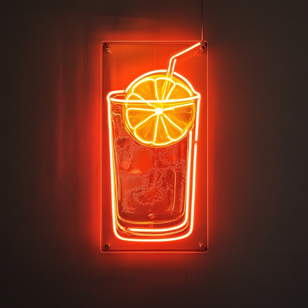 Lemon Slice in Water - Red Neon Sign, 24 Inches