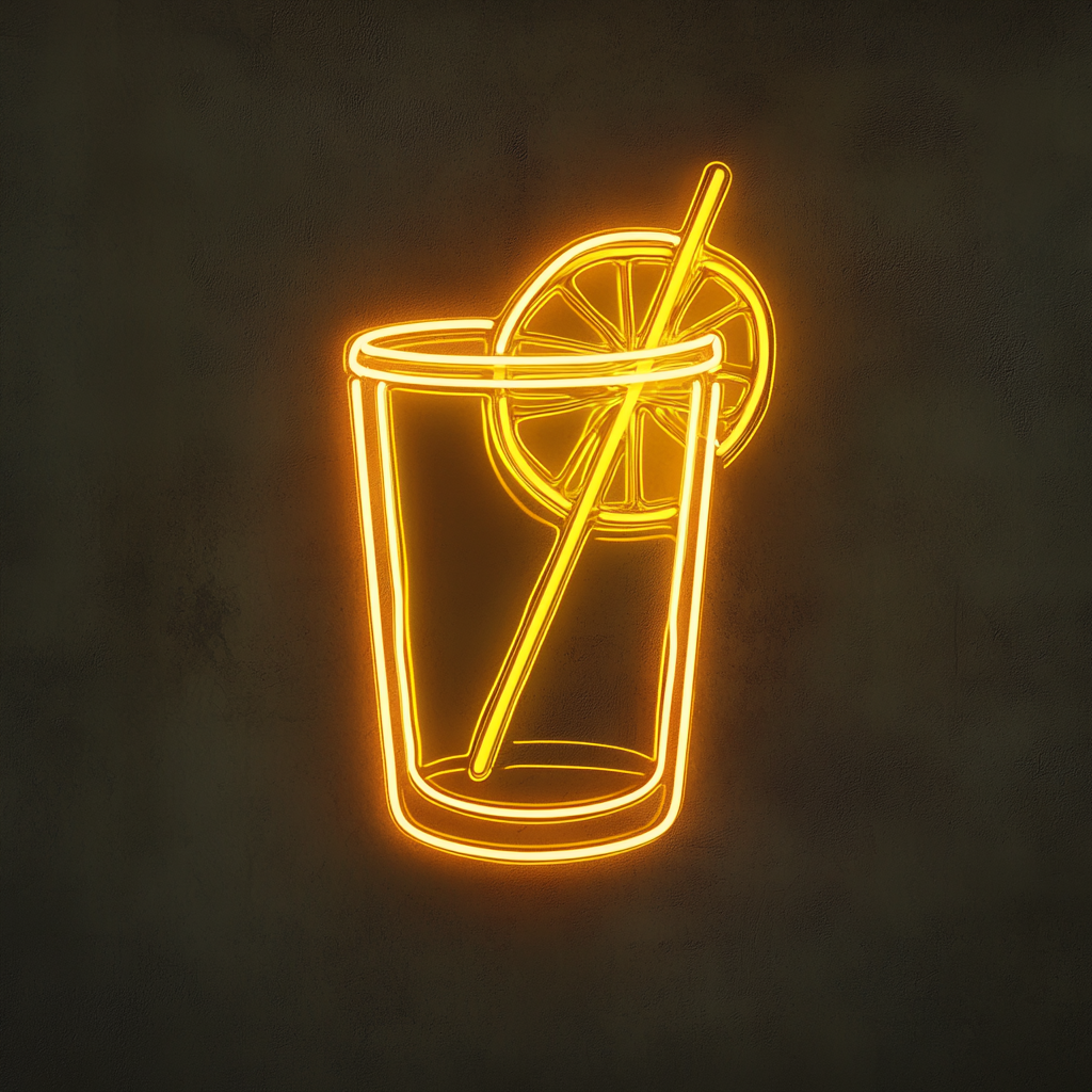 Lemon Slice in Water - Yellow Neon Sign, 24 Inches