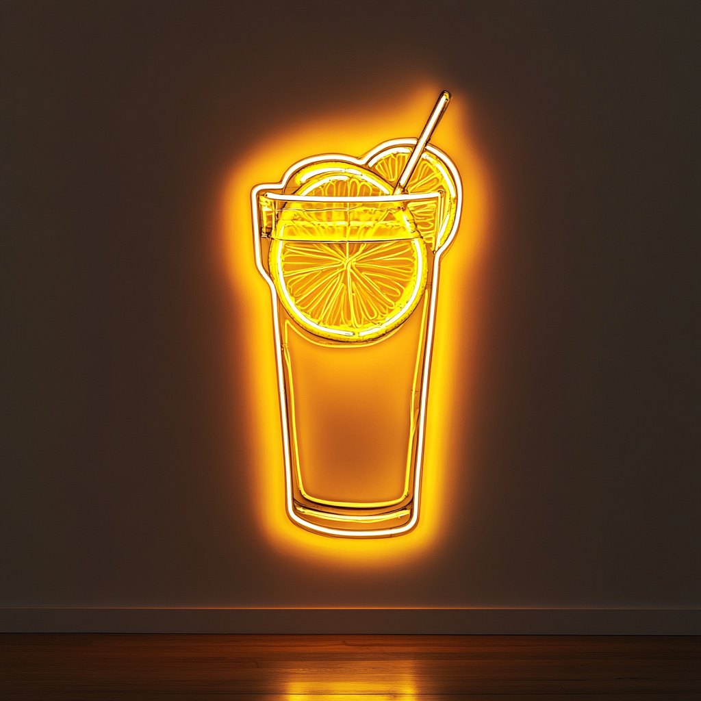 Lemon Slice in Water - Yellow Neon Sign, 24 Inches