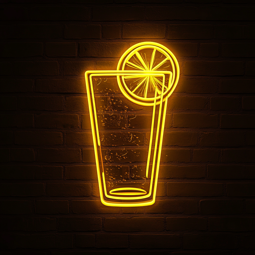 Lemon Slice in Water - Yellow Neon Sign, 24 Inches