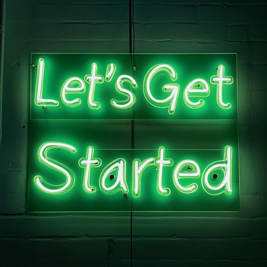 "Let's Get Started" - Green Neon Sign, 24 Inches