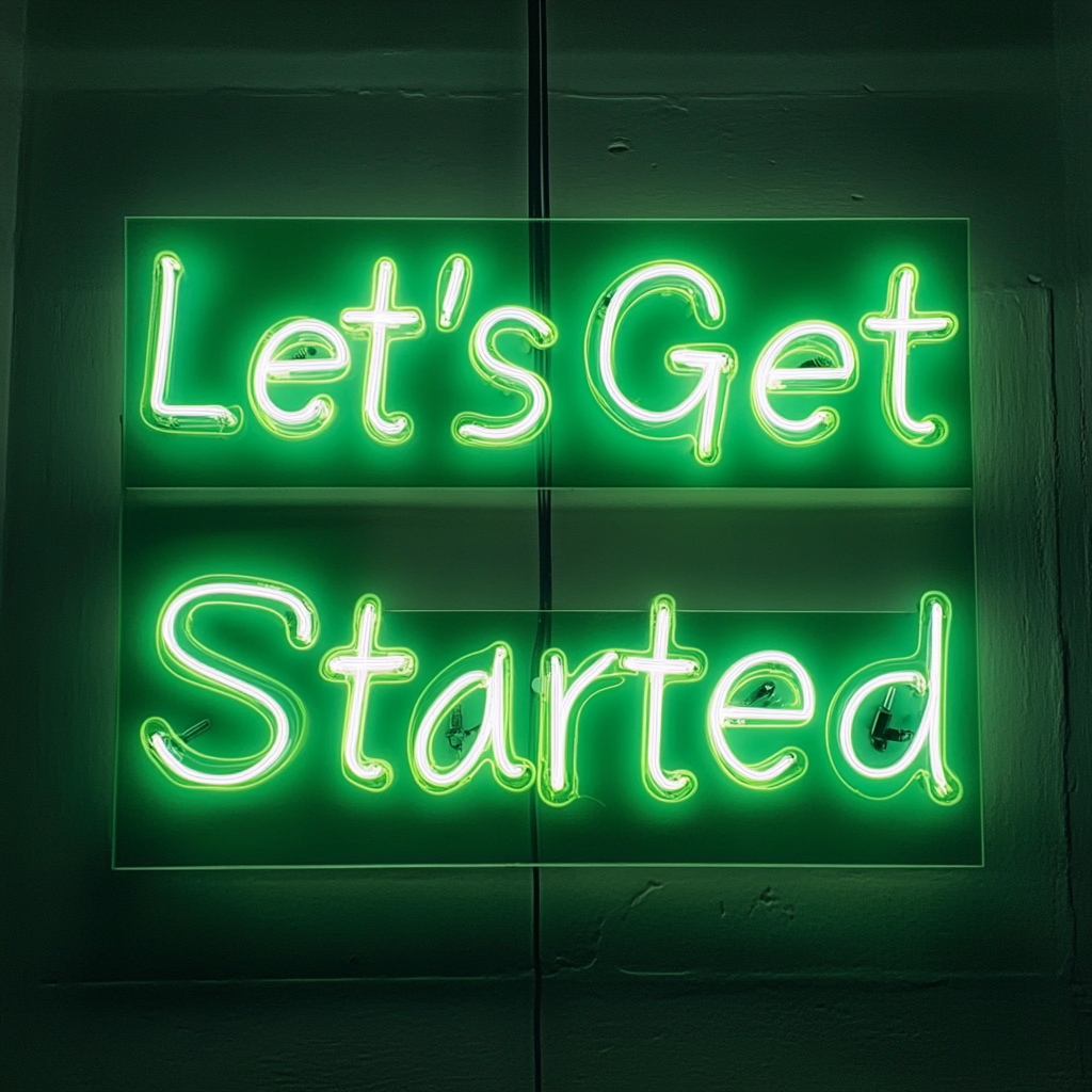 "Let's Get Started" - Green Neon Sign, 24 Inches