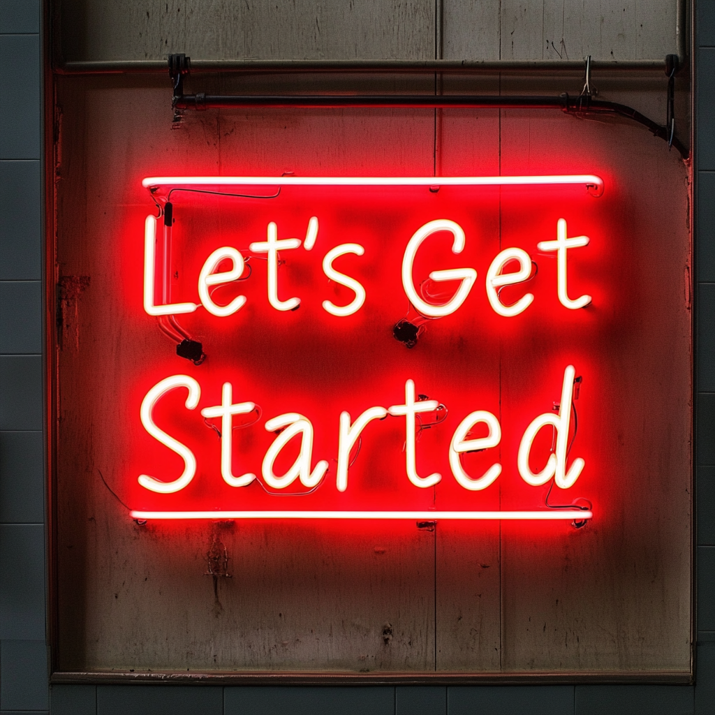 "Let's Get Started" - Red Neon Sign, 24 Inches