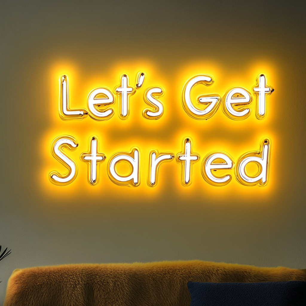 "Let's Get Started" - Yellow Neon Sign, 24 Inches