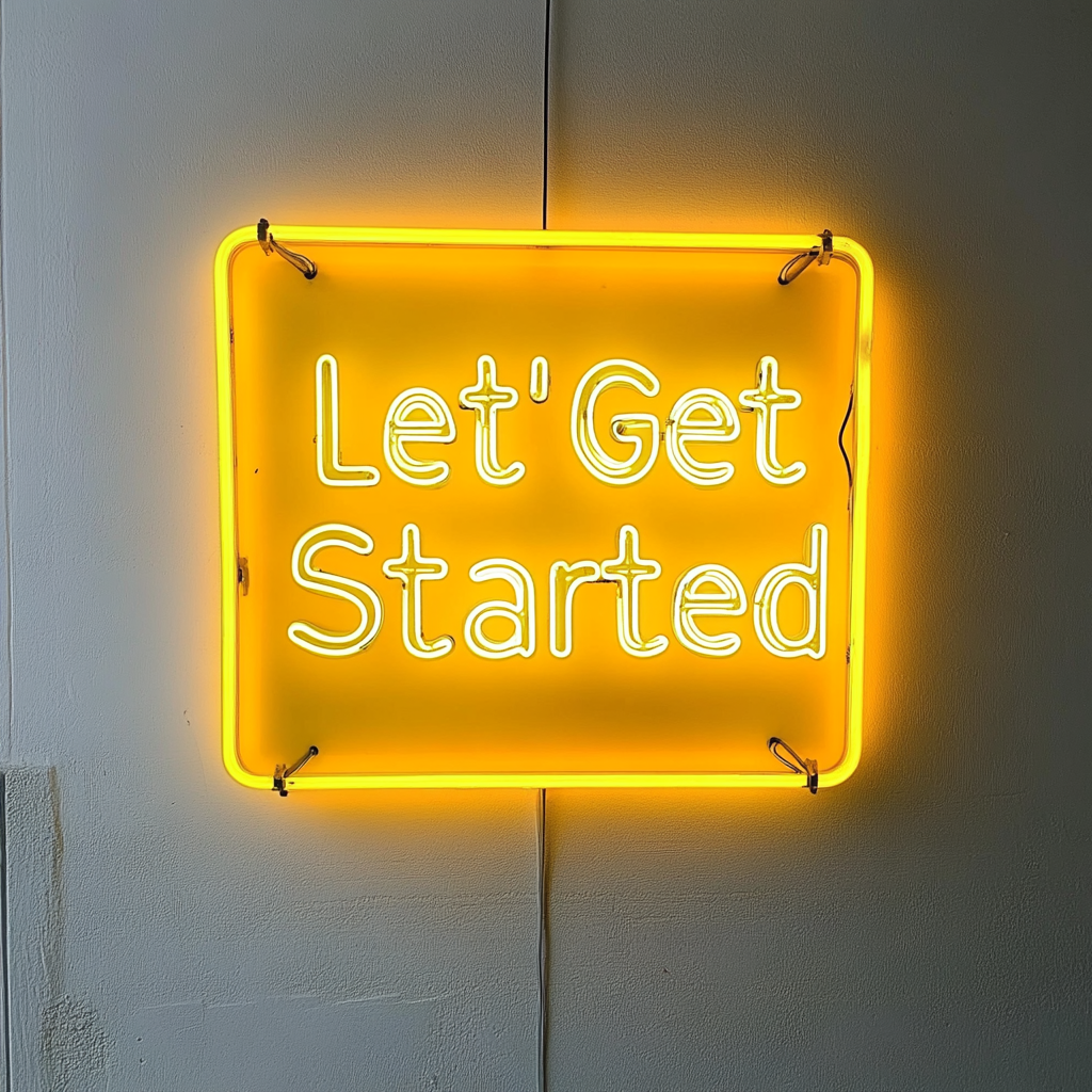 "Let's Get Started" - Yellow Neon Sign, 24 Inches