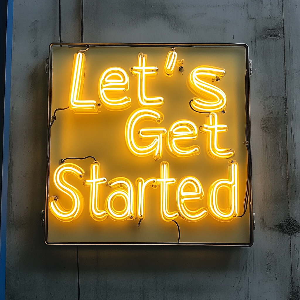 "Let's Get Started" - Yellow Neon Sign, 24 Inches