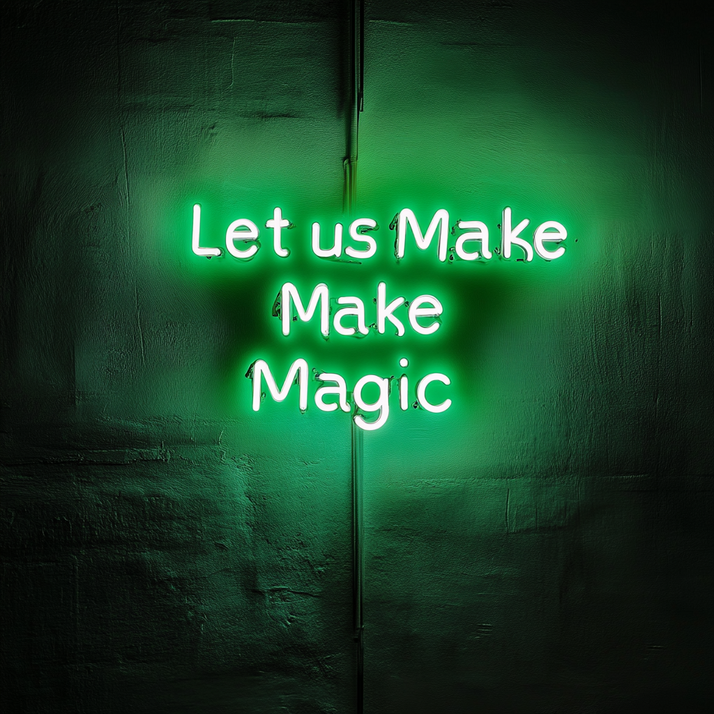 "Let’s Make Magic" - Green Neon Sign, 24 Inches