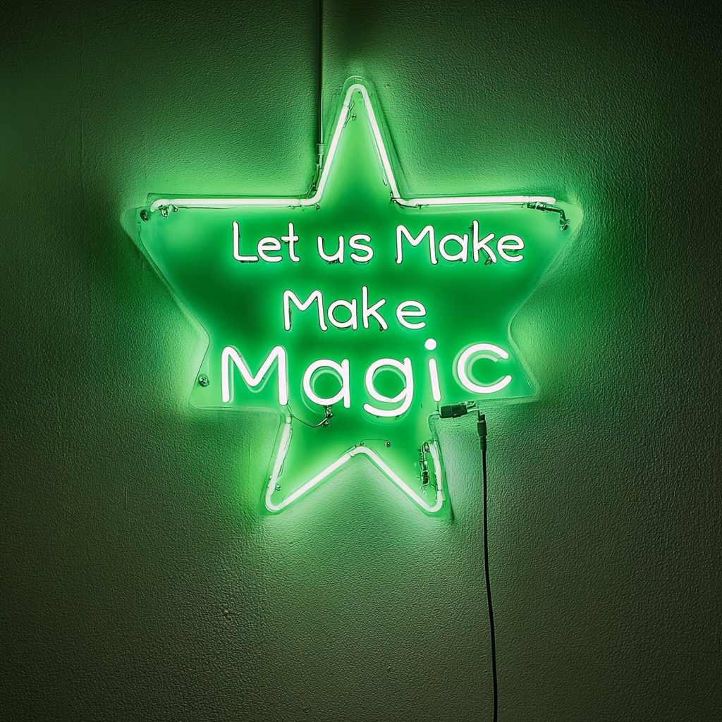 "Let’s Make Magic" - Green Neon Sign, 24 Inches