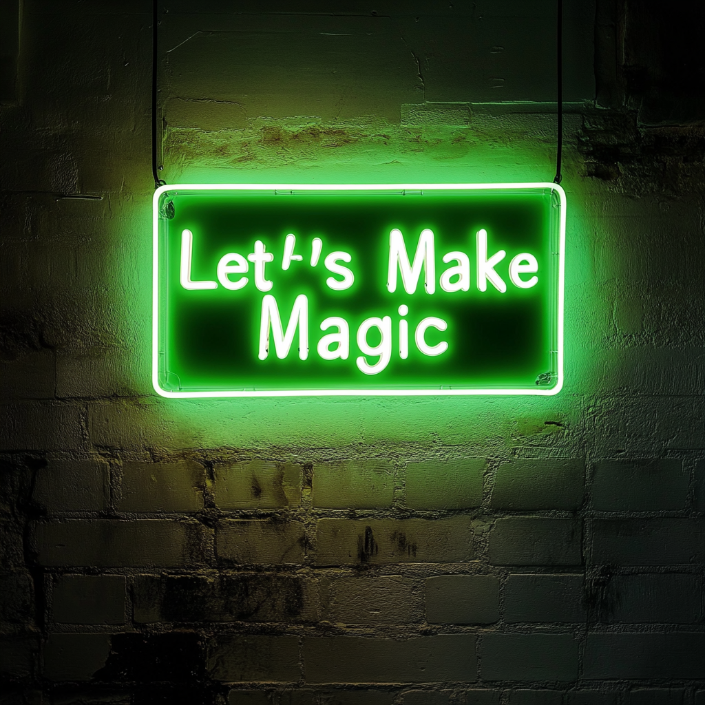 "Let’s Make Magic" - Green Neon Sign, 24 Inches