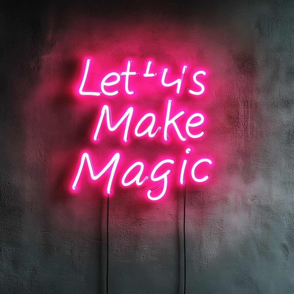 "Let’s Make Magic" - Pink Neon Sign, 24 Inches