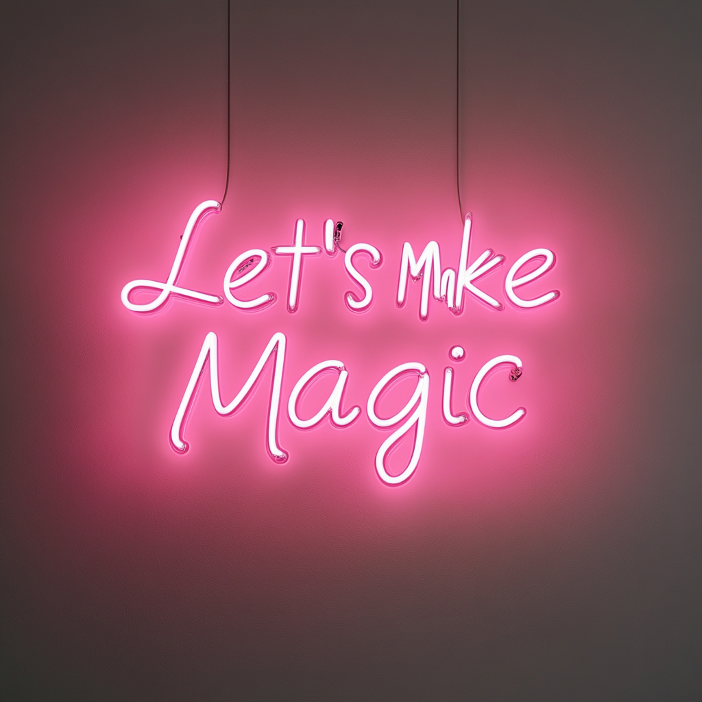 "Let’s Make Magic" - Pink Neon Sign, 24 Inches