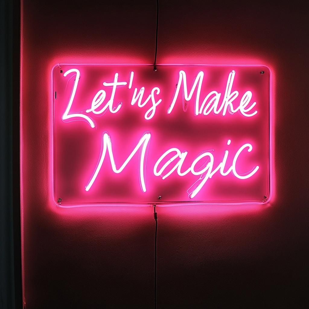 "Let’s Make Magic" - Pink Neon Sign, 24 Inches