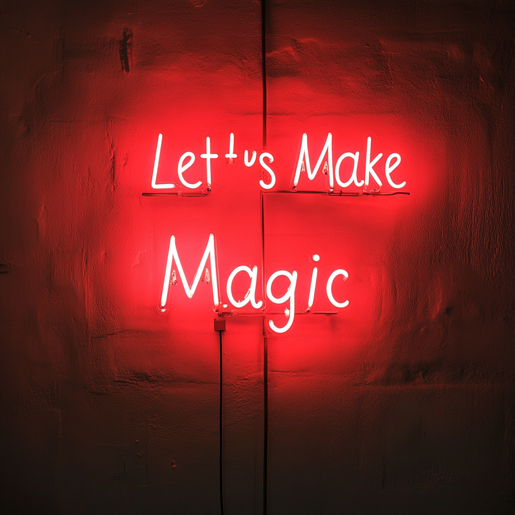 "Let’s Make Magic" - Red Neon Sign, 24 Inches