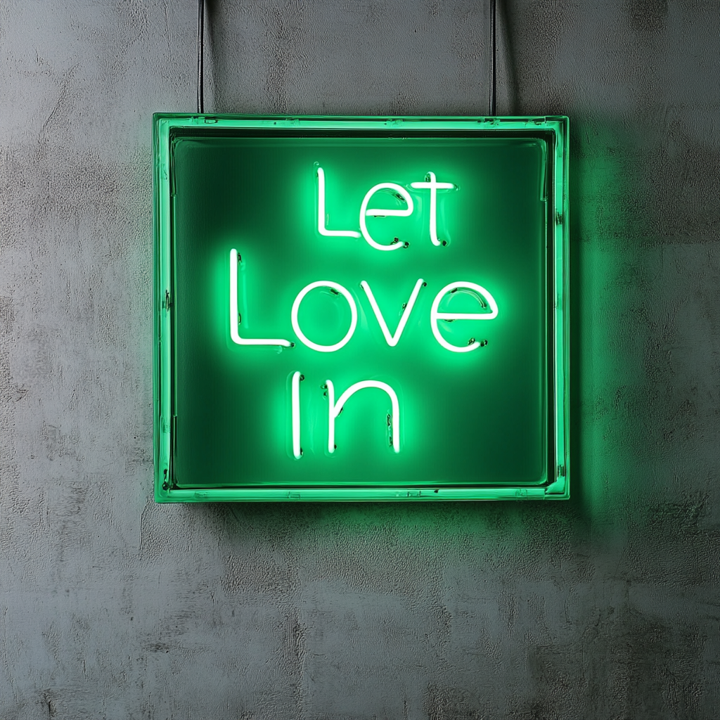 Let Love In - Green Neon Sign, 18 Inches