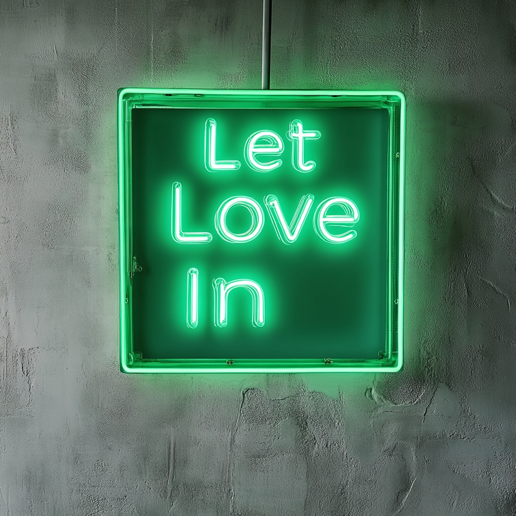 Let Love In - Green Neon Sign, 18 Inches