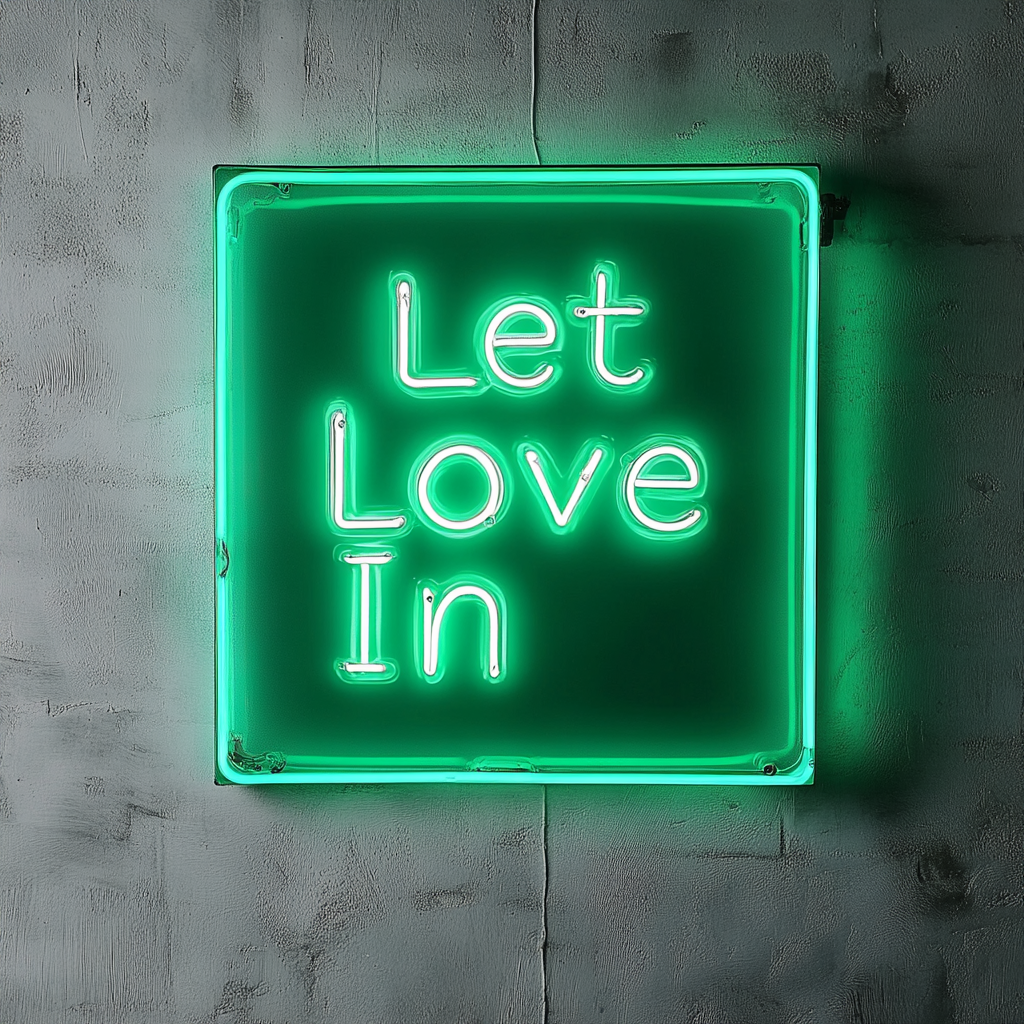 Let Love In - Green Neon Sign, 18 Inches