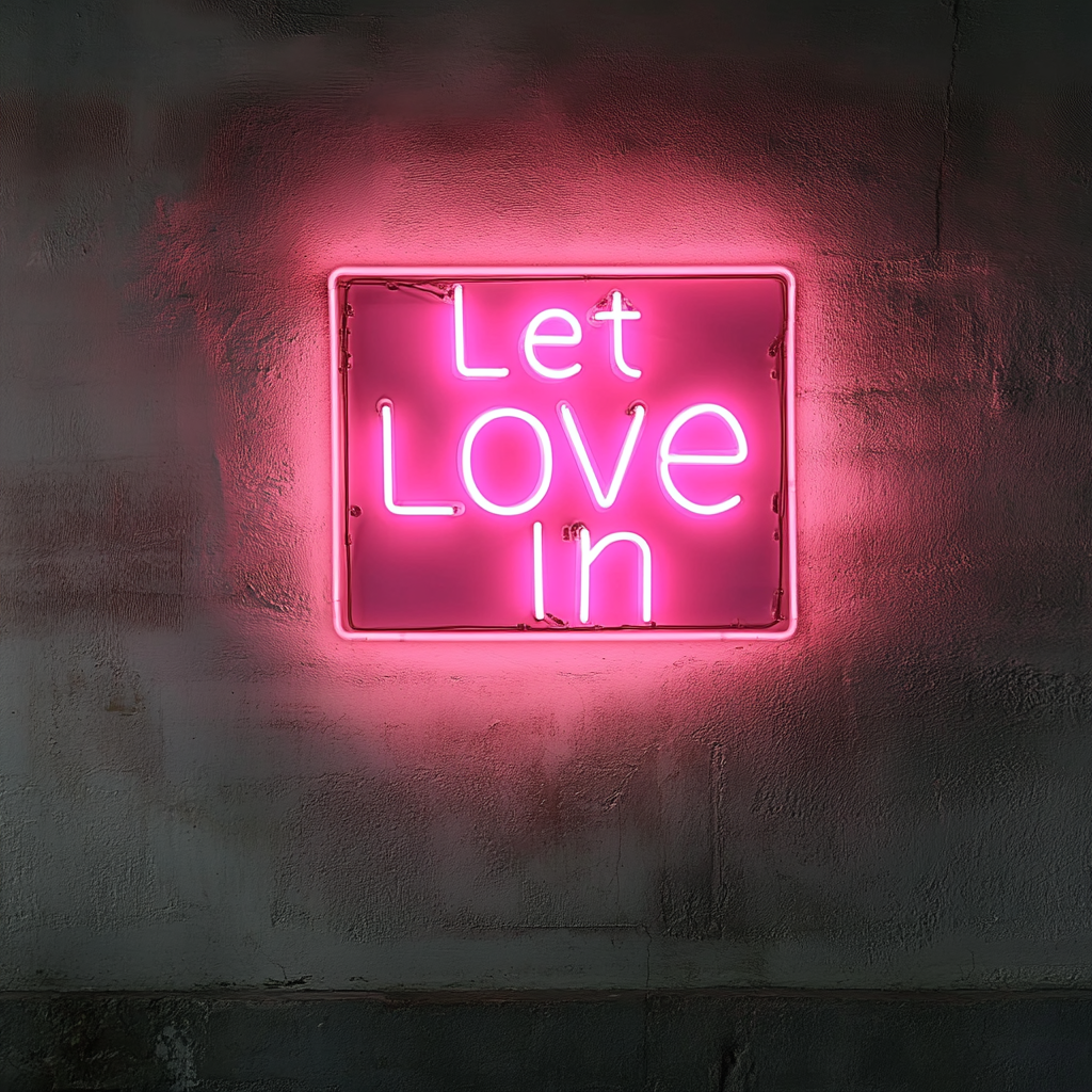 Let Love In - Pink Neon Sign, 18 Inches