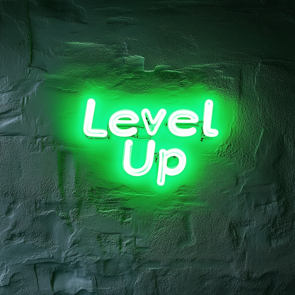 "Level Up" - Green Neon Sign, 24 Inches