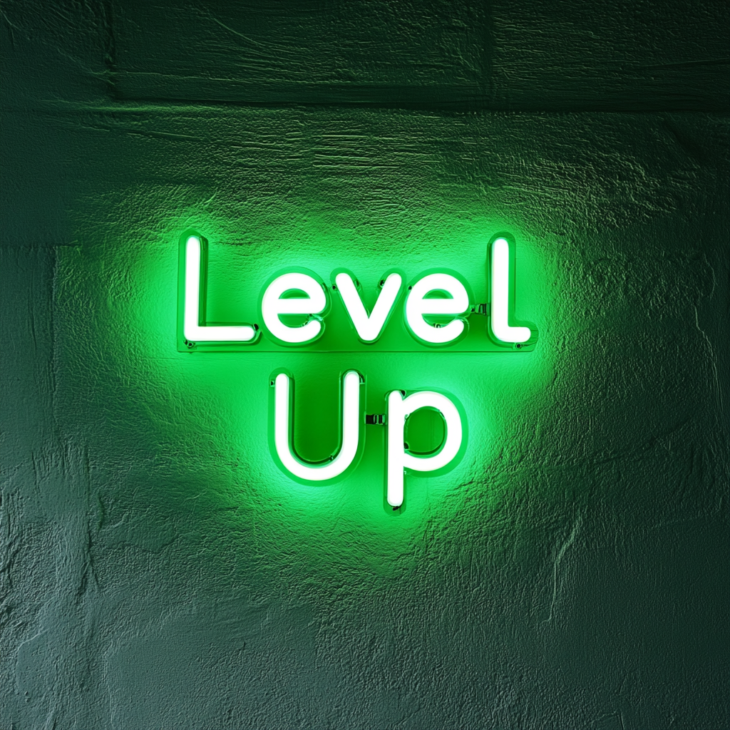 "Level Up" - Green Neon Sign, 24 Inches