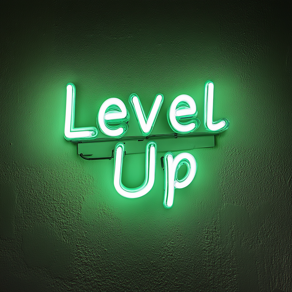 "Level Up" - Green Neon Sign, 24 Inches