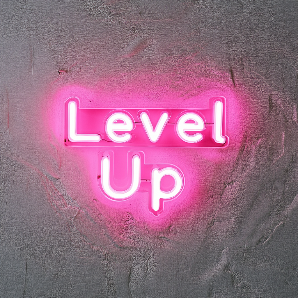 "Level Up" - Pink Neon Sign, 24 Inches