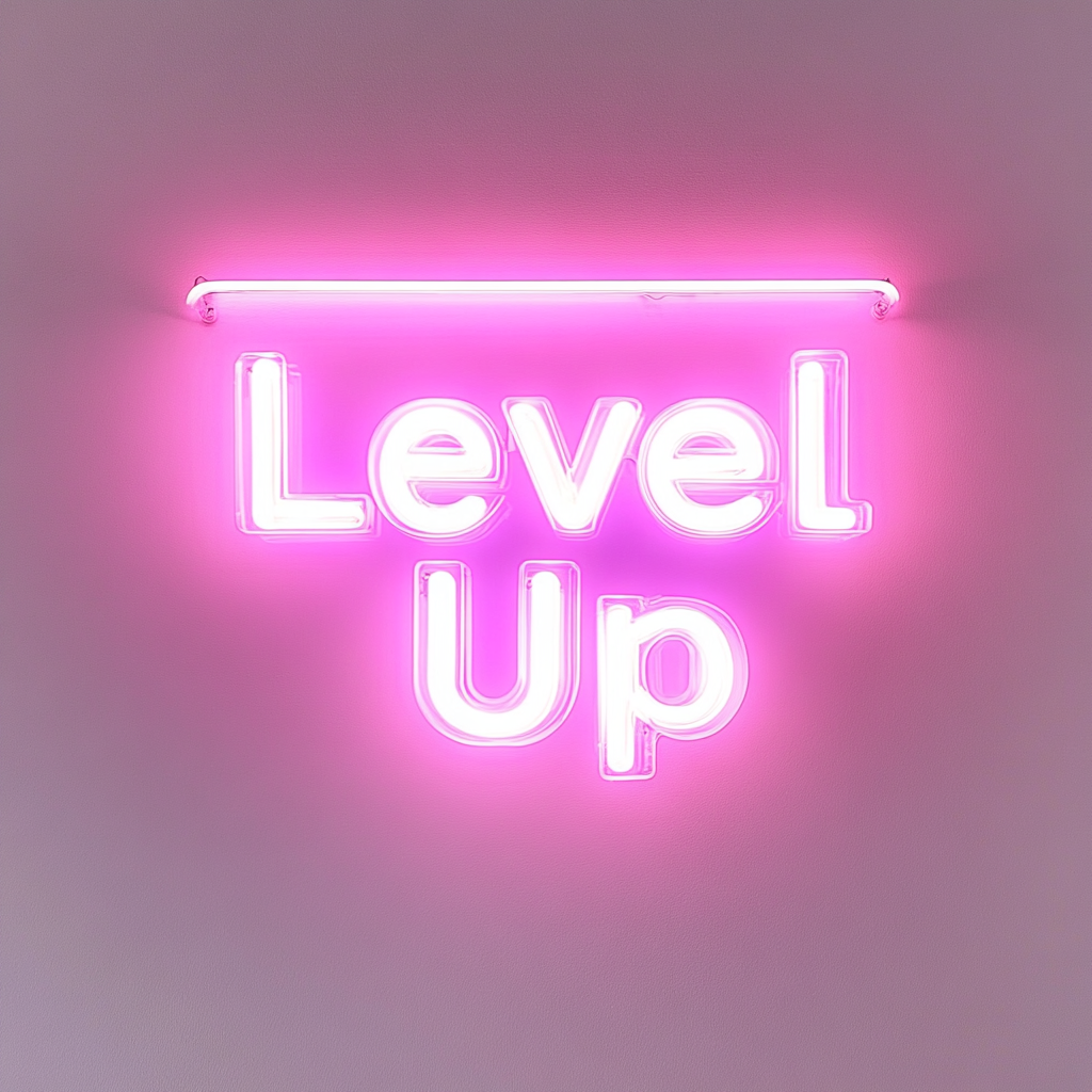 "Level Up" - Pink Neon Sign, 24 Inches