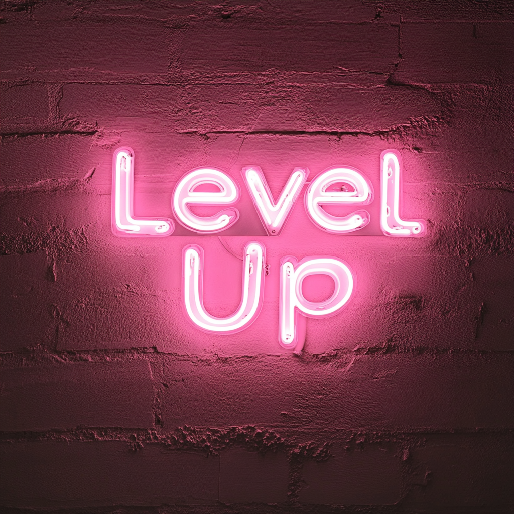 "Level Up" - Pink Neon Sign, 24 Inches