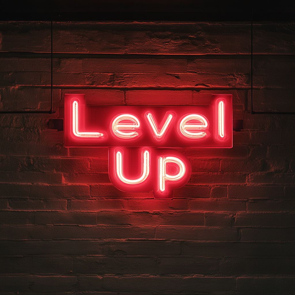 "Level Up" - Red Neon Sign, 24 Inches