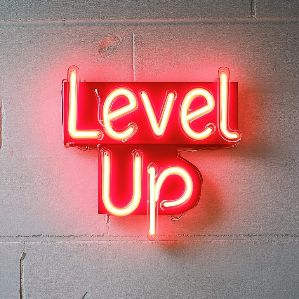 "Level Up" - Red Neon Sign, 24 Inches
