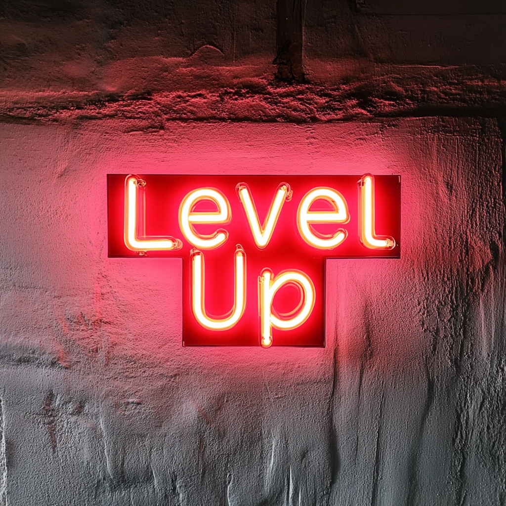 "Level Up" - Red Neon Sign, 24 Inches