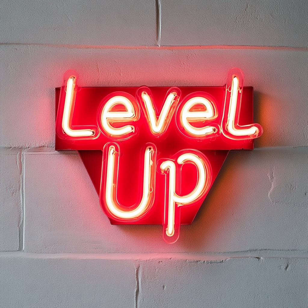 "Level Up" - Red Neon Sign, 24 Inches