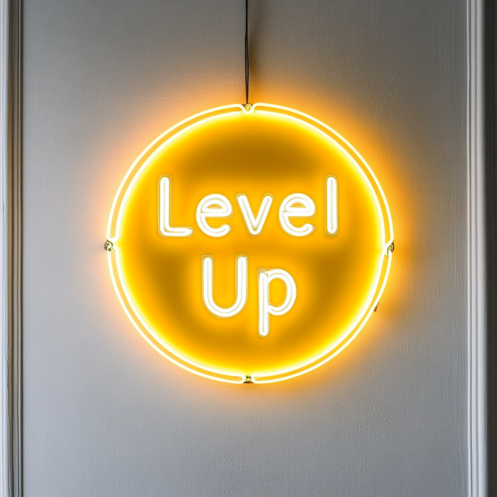 "Level Up" - Yellow Neon Sign, 24 Inches