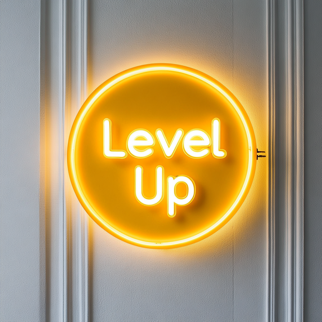 "Level Up" - Yellow Neon Sign, 24 Inches