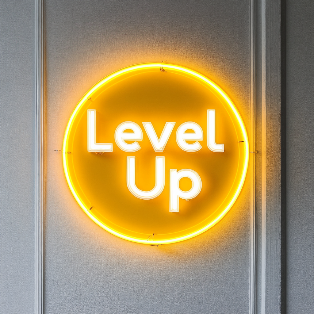 "Level Up" - Yellow Neon Sign, 24 Inches