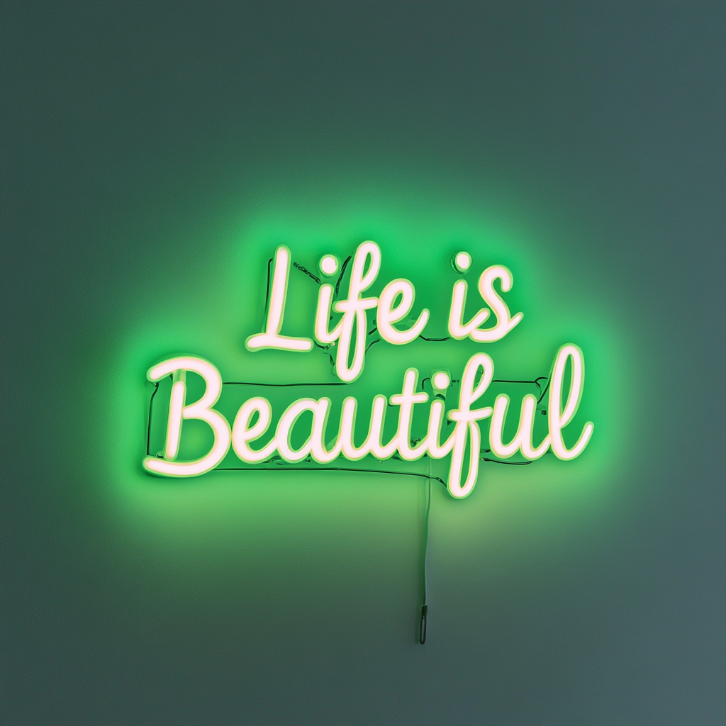 Life is Beautiful - Green Neon Sign, 18 Inches
