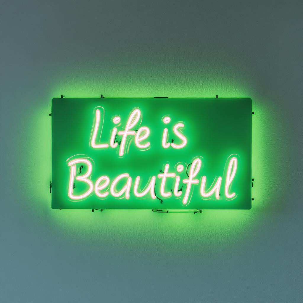 Life is Beautiful - Green Neon Sign, 18 Inches