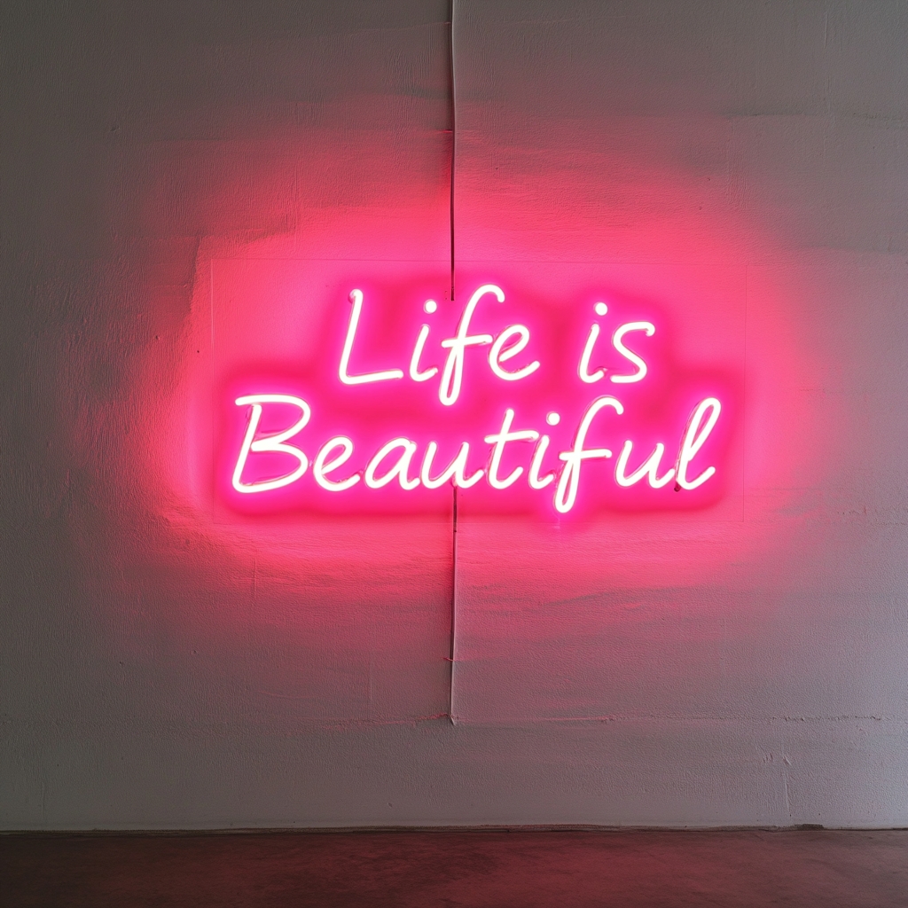 Life is Beautiful - Pink Neon Sign, 24 Inches