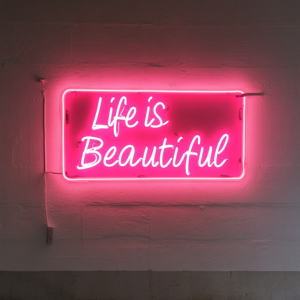 Life is Beautiful - Pink Neon Sign, 18 Inches