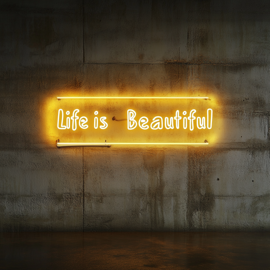 Life is Beautiful - Yellow Neon Sign, 24 Inches