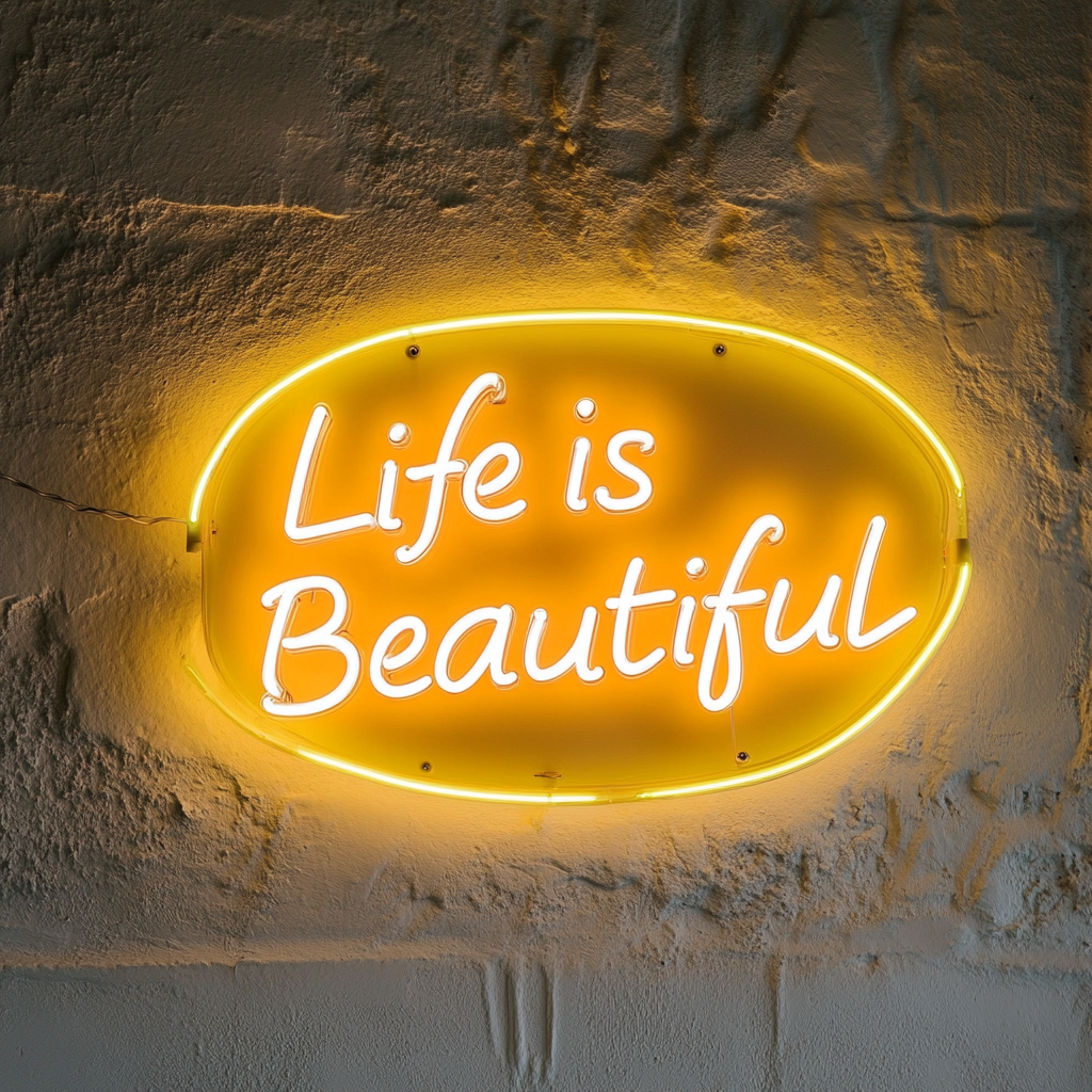 Life is Beautiful - Yellow Neon Sign, 24 Inches