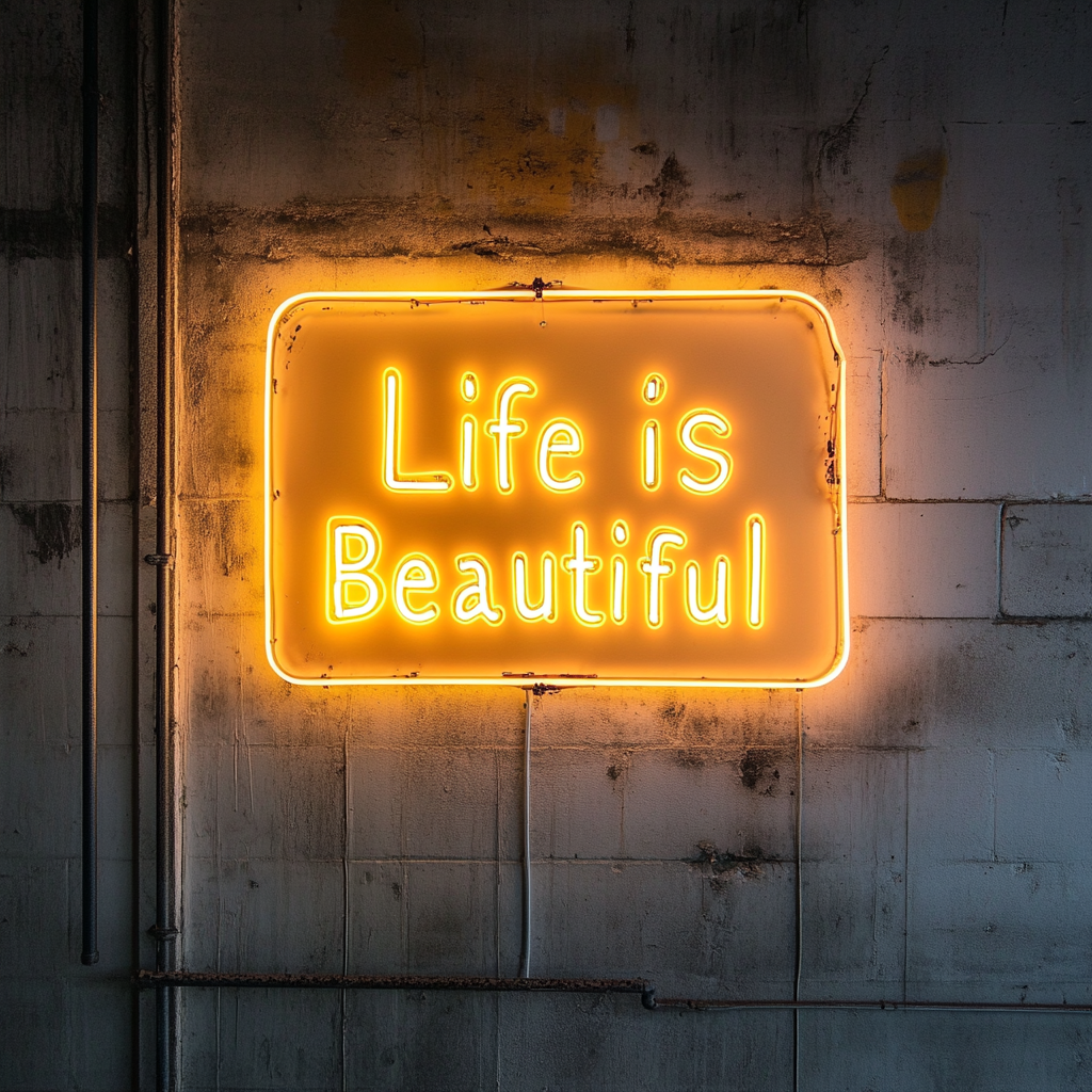 Life is Beautiful - Yellow Neon Sign, 18 Inches