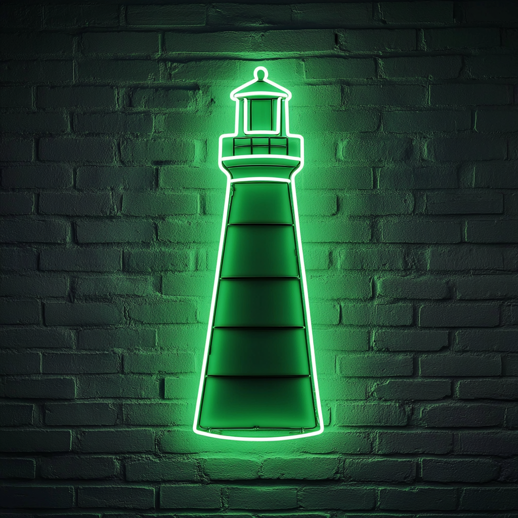 Lighthouse - Green Neon Sign, 18 Inches