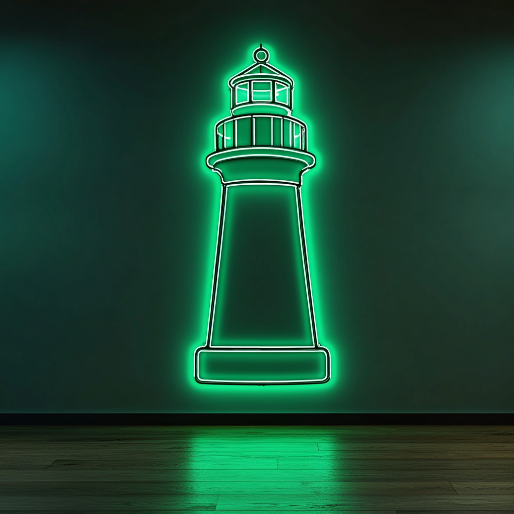 Lighthouse - Green Neon Sign, 18 Inches
