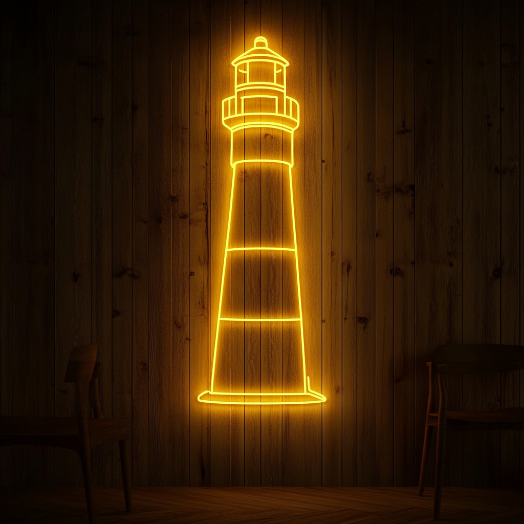 Lighthouse - Yellow Neon Sign, 18 Inches
